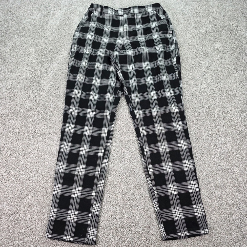 Hot Topic Black White Plaid Trousers Womens Medium Punk Goth Slim Fit Pants